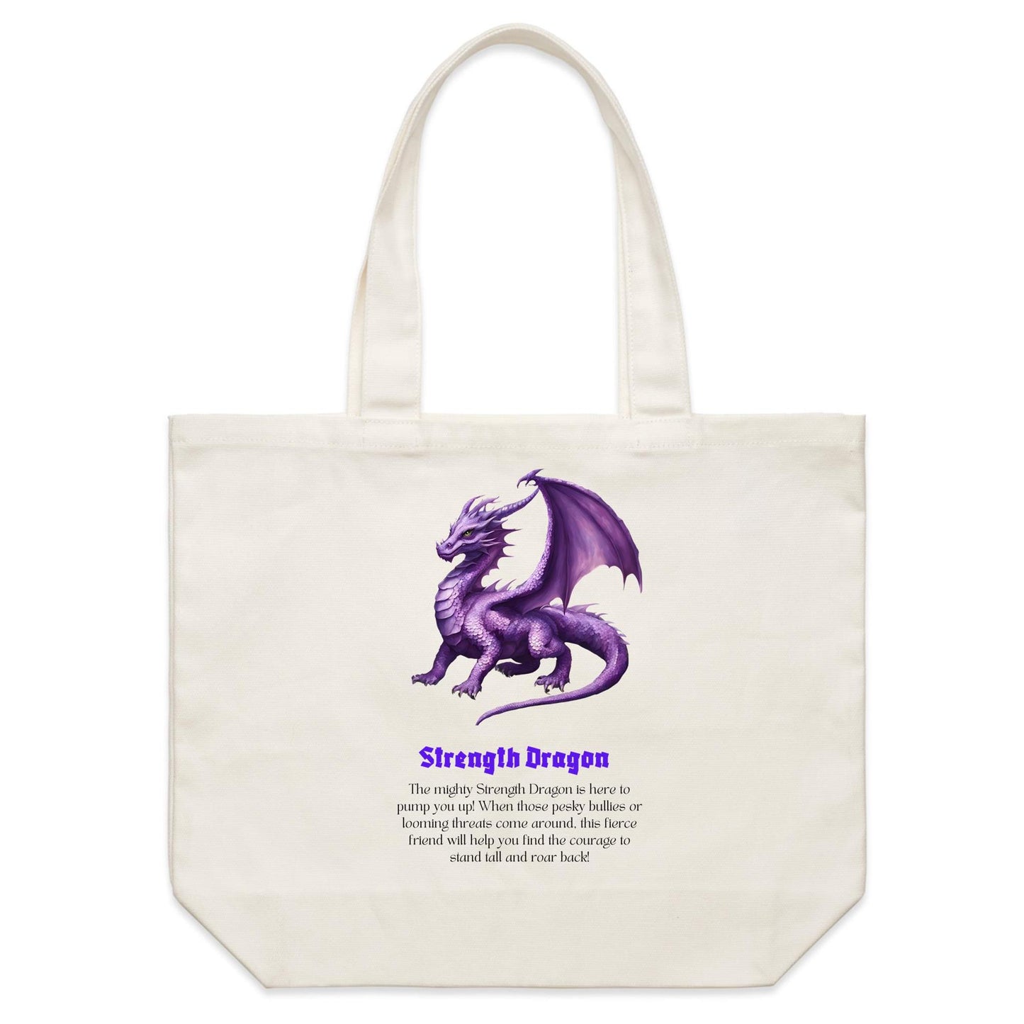 Strength Dragon - Single-sided Print Shoulder Canvas Tote Bag