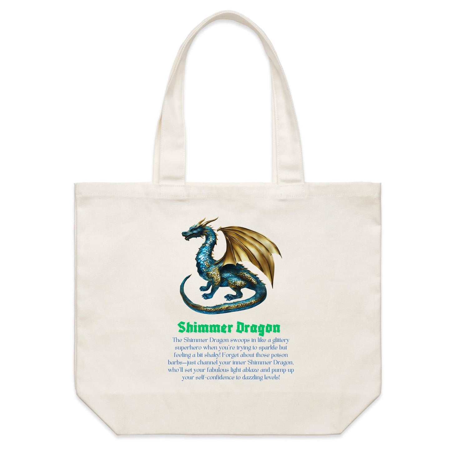 Shimmer Dragon - Single-sided Print Shoulder Canvas Tote Bag