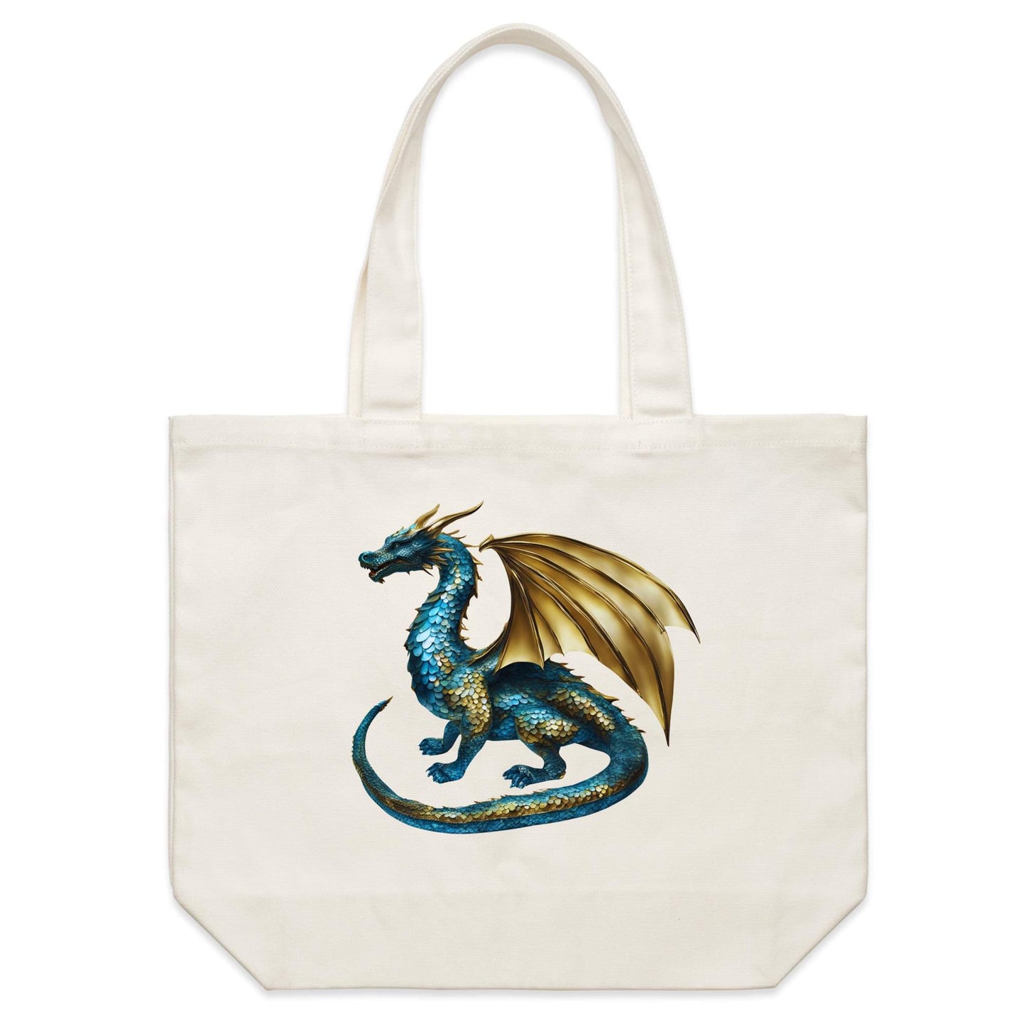 Shimmer Dragon - Double-sided Print Shoulder Canvas Tote Bag