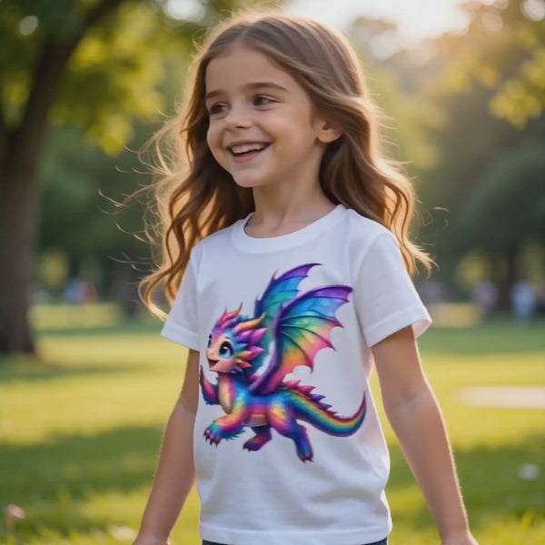 Kids wearing Dragon Buddies T-shirts designed by Serena in Australia